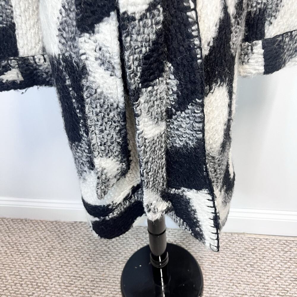 Anna Sui Coat sz Large Black White Mohair Wool Fuzzy Pockets Boho Long Boutique - Picture 4 of 7